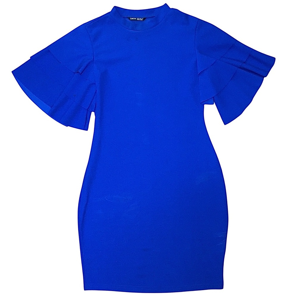 SHEIN royal blue tiered sleeve midi dress